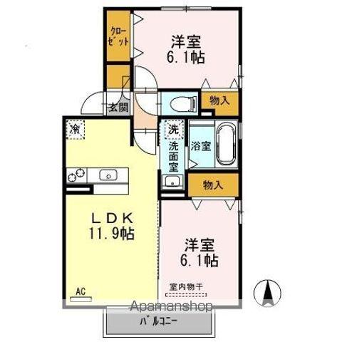 ブランシェ大溝A(2LDK/2階)の間取り写真