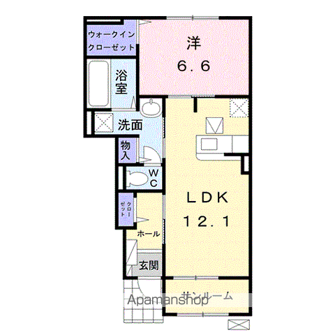 プレドフルールⅢ(1LDK/1階)の間取り写真