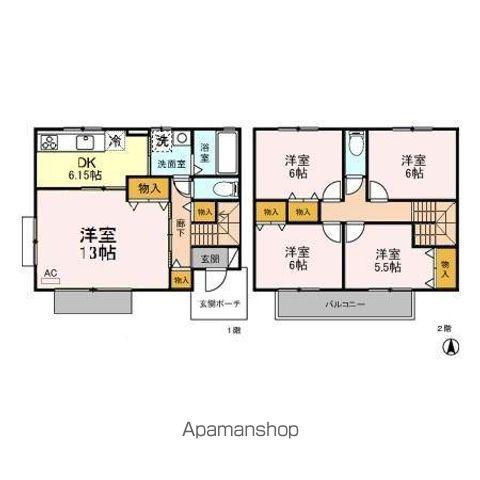 田中貸家(5DK)の間取り写真