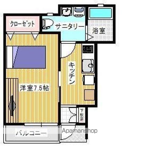 レセナB棟(1K/1階)の間取り写真