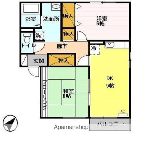 スカイハウス(2DK/2階)の間取り写真