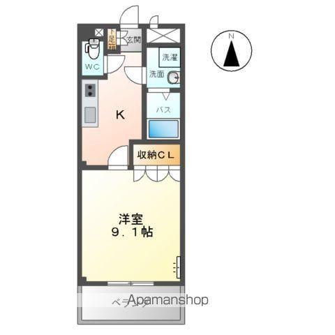 フロイデB(1K/2階)の間取り写真