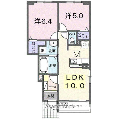 セリーンガーデン Ⅲ(2LDK/1階)の間取り写真