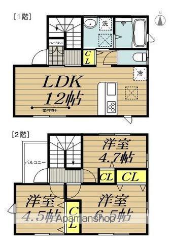 飯田線 伊那市駅 徒歩13分 2階建 築2年(3LDK)の間取り写真