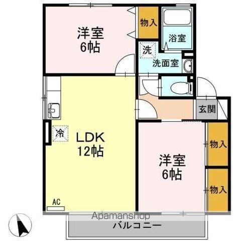 ジョリー若槻A棟(2LDK/2階)の間取り写真