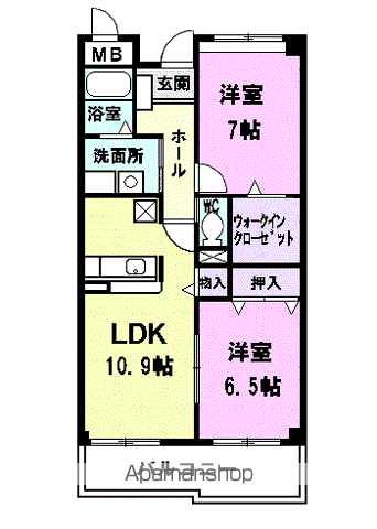 フランカーサ(2LDK/4階)の間取り写真