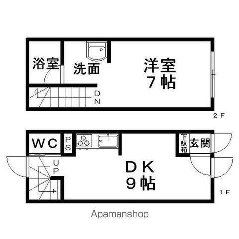 米WISHⅠ(1DK/1階)の間取り写真