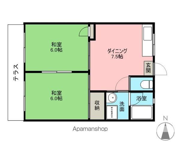 ムラタハイツ俵町(2DK/2階)の間取り写真