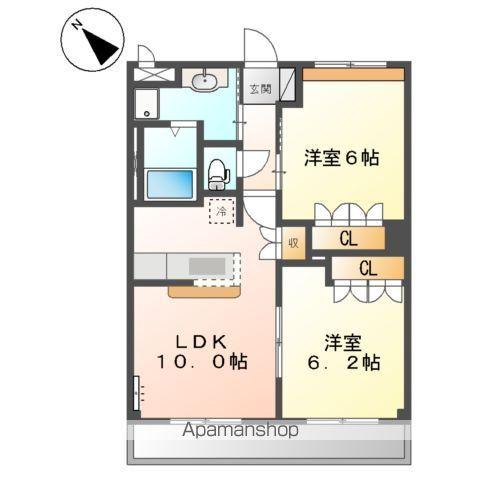 フリーデン(2LDK/2階)の間取り写真