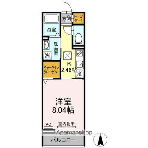 フルール那加(1K/1階)の間取り写真