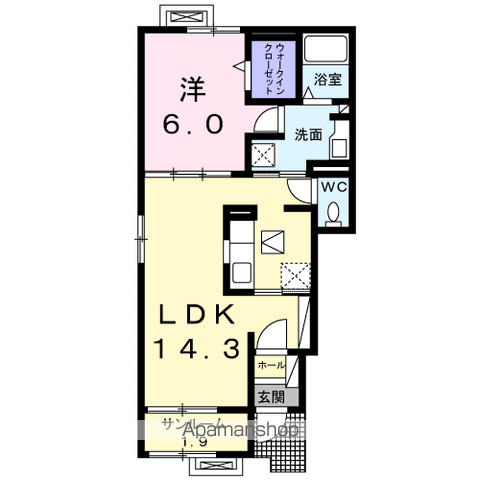 メゾン ドゥ アイリス(1LDK/1階)の間取り写真