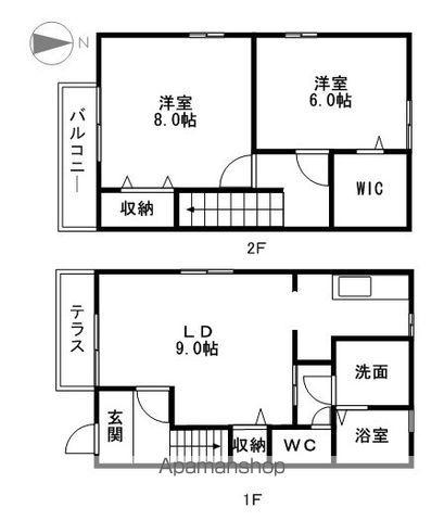 クレマンティーヌ B棟(2LDK/1階)の間取り写真