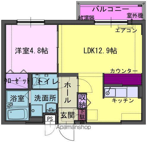 クレセール村崎野Ⅱ(1LDK/1階)の間取り写真