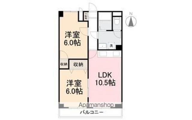 グローバル高松(2LDK/4階)の間取り写真