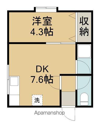 コーポアカシヤ(1DK/2階)の間取り写真