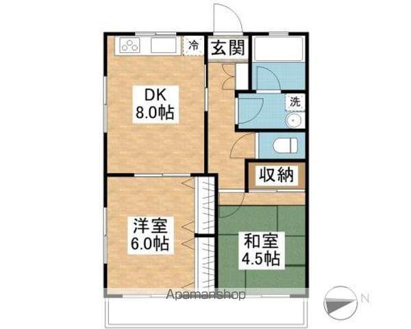 アーバンウエスト(2DK/2階)の間取り写真