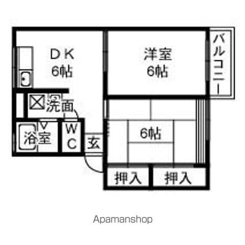 シティハイム多賀(2DK/1階)の間取り写真