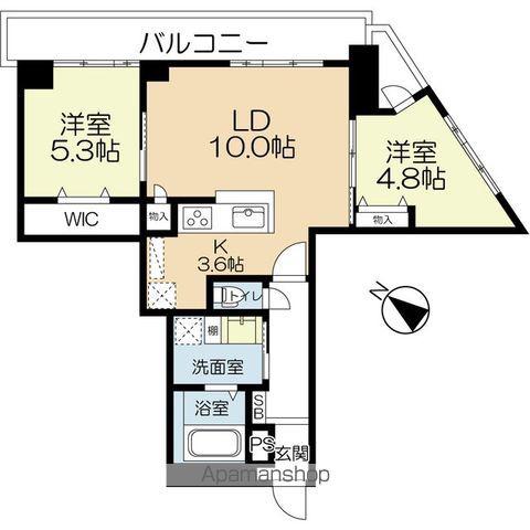 ラクレイス西新レジデンシャルタワー(2LDK/28階)の間取り写真