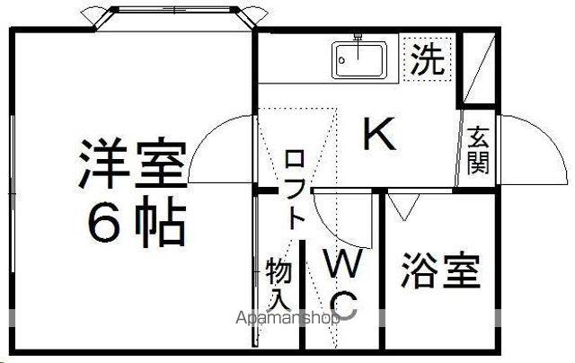 ロフティ北仙台Ⅱ(1K/1階)の間取り写真