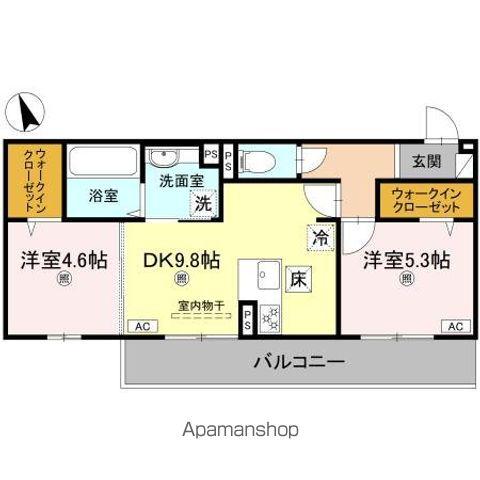 エレガンス ビュー(2DK/1階)の間取り写真