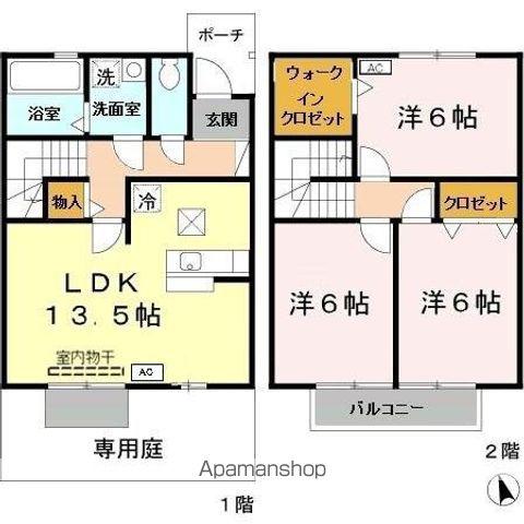 パストラル田寺 B棟(3LDK)の間取り写真