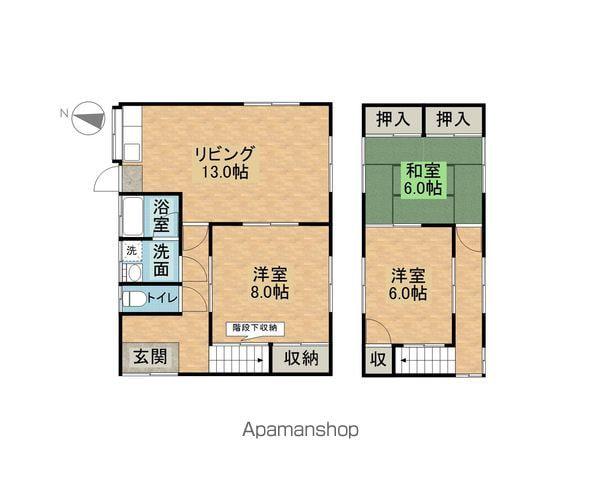 西鉄天神大牟田線 西鉄銀水駅 徒歩10分 2階建 築43年(3LDK)の間取り写真