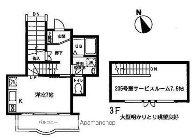 プラスペアティ(ワンルーム/2階)の間取り写真