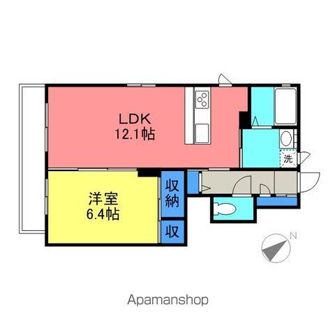 ツインシャーメゾンC棟(1LDK/1階)の間取り写真