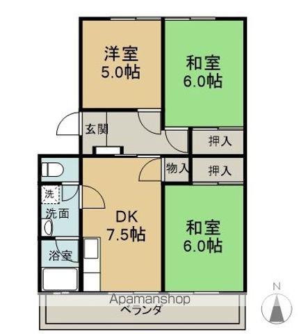 吉兆マンション(3DK/2階)の間取り写真