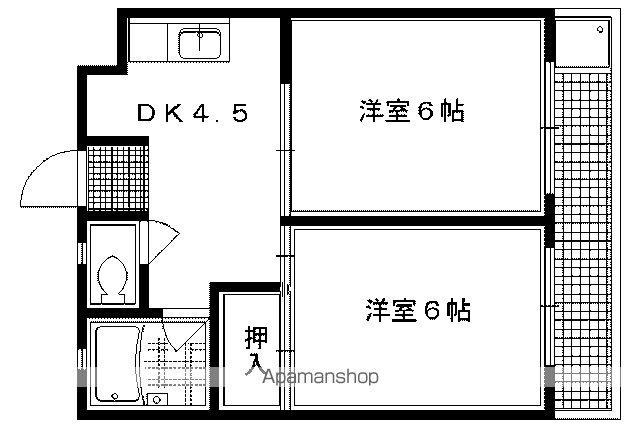 メゾンLEE(2K/4階)の間取り写真