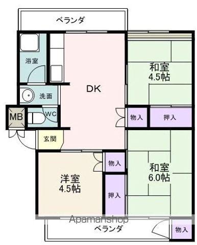 泉ハイツ(3DK/1階)の間取り写真