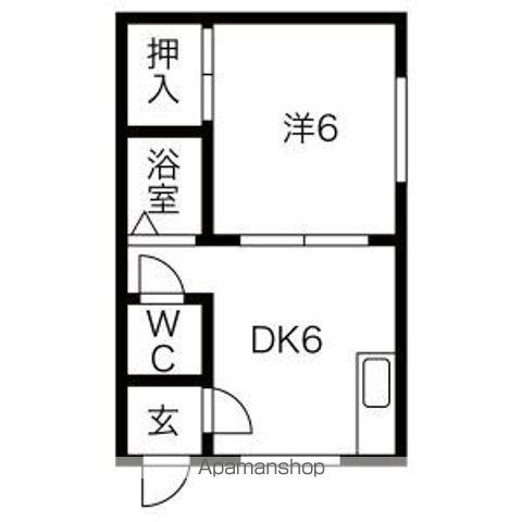 北峰ビル(1DK/3階)の間取り写真