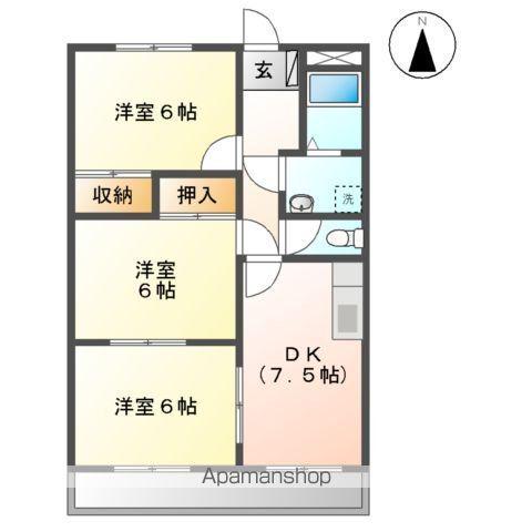 グリーンパーク二木ノ松(3DK/2階)の間取り写真