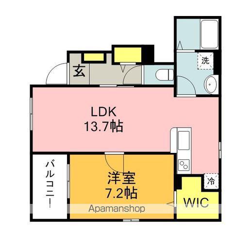メゾンあおばⅠ(1LDK/1階)の間取り写真