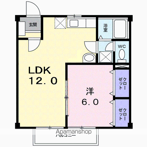 タウニー八王子Ⅰ(1LDK/2階)の間取り写真