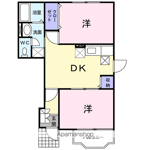 グラン・リーオ A(2DK/1階)の間取り写真
