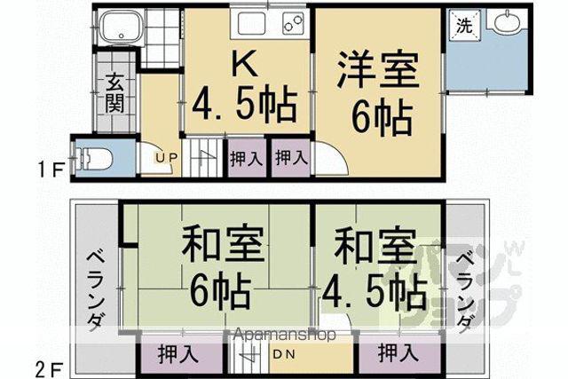 京都市東西線 石田駅(京都市営) 徒歩14分 2階建 築55年(3DK)の間取り写真
