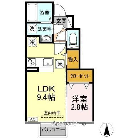 RIVER ウエスト(1LDK/1階)の間取り写真