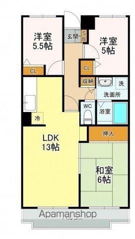 カーサ中筋(3LDK/2階)の間取り写真
