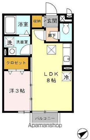 アルバ B(1LDK/1階)の間取り写真