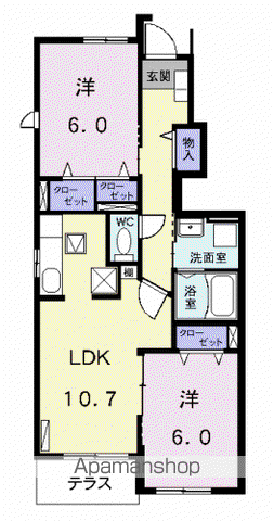 イストワールⅡ(2LDK/1階)の間取り写真