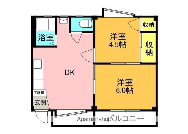 百合コーポ(2DK/2階)の間取り写真