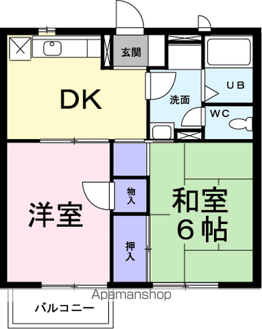 CHERRYSTREETⅤ(2DK/2階)の間取り写真