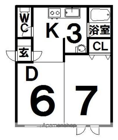 ストリーム(1DK/1階)の間取り写真