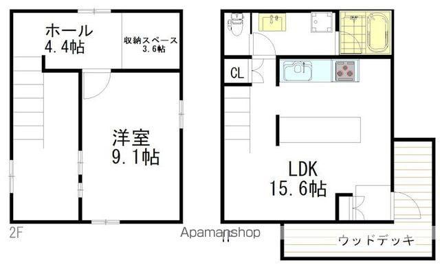 中央本線 東小金井駅 徒歩16分 2階建 築3年(1LDK)の間取り写真