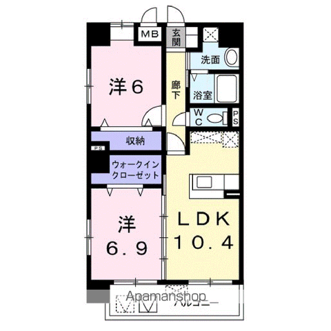 ローズエスペランサ(2LDK/2階)の間取り写真