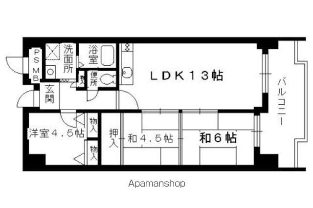 グリンハイム轟(3LDK/3階)の間取り写真