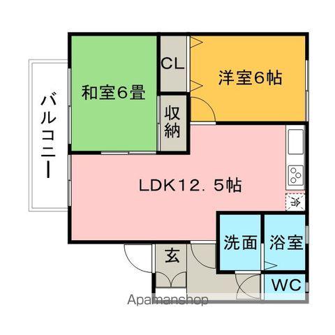 シャルムⅠ(2LDK/2階)の間取り写真