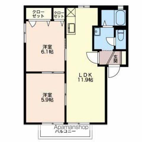 ピースフルT(2LDK/1階)の間取り写真