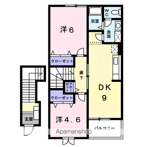 ポム・ド・テールB(2DK/2階)の間取り写真